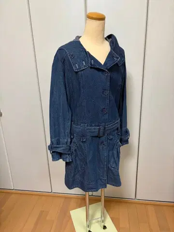 데님 자켓 후드 부착 허리 벨트