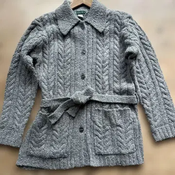 J.CREW 케이블 니트 가디건 그레이 롱 기장 따뜻한 M