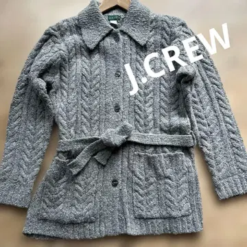 J.CREW 케이블 니트 가디건 그레이 롱 기장 따뜻한 M
