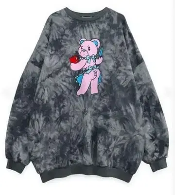 푸뉴즈 타이다이 베어 빅 맨투맨 트레이닝복 원피스 블랙 사이즈 4