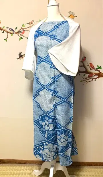 기모노 후리소데 리메이크 롱 원피스 마가렛 볼레로풍 스톨 세트