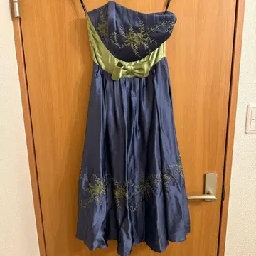 베치 존슨 네이비와 그린 자수 드레스