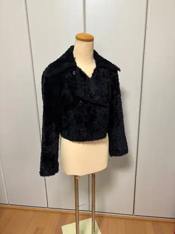 플리스 더블 브레스트 자켓 블랙