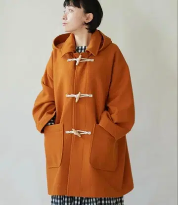 yuni 미들 길이 더플 코트 오렌지
