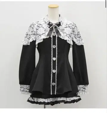 반짝이는 하트 비쥬 레이스 겹침 프릴 셋업