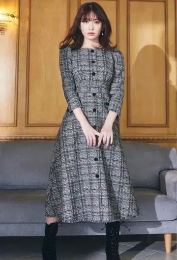 herlipto Classic Tweed Midi Dress