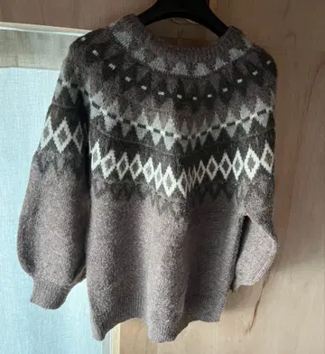 아가일 무늬 울 혼방 스웨터