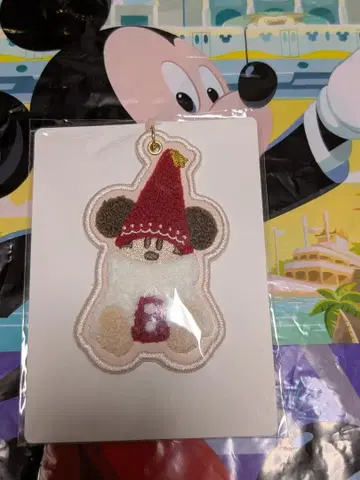 디즈니 크리스마스 릴린린 자수 키체인 빨간색