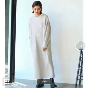 이에나 변형 리브 니트 원피스 롱 내추럴 프리 사이즈