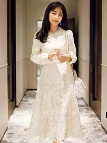 미슈마슈 전체 레이스 롱 원피스 다나카 미나미 착용 아이보리 S