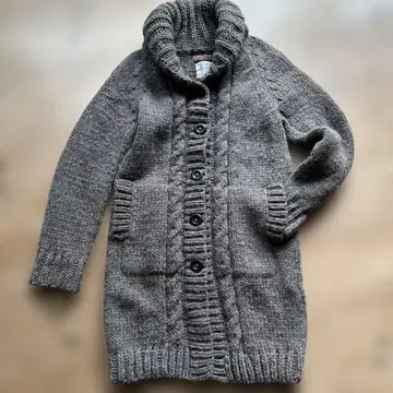 Urban Research 페루 핸드 니트 울 100% 롱 가디건