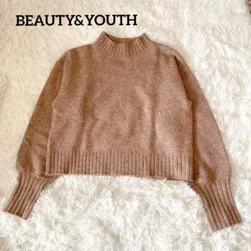 뷰티 앤 유스 카멜 믹스 니트 스웨터 하이넥 브라운