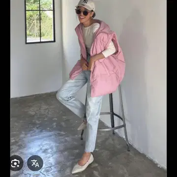 CHERI 오버 칼라 베스트 핑크