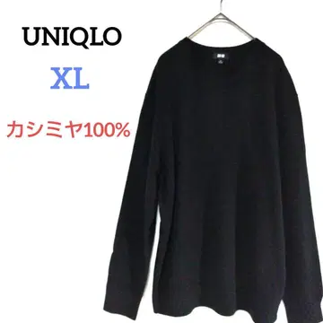 유니클로 캐시미어 100% 니트 풀오버 블랙 크루넥 빅 사이즈