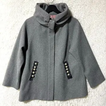 &LOVE UP 펄 비쥬 페미닌 코트 멜란지 그레이