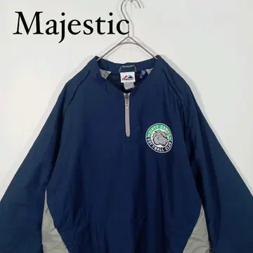 Majestic 네이비 하프 지퍼 풀오버 나일론 자켓 2way