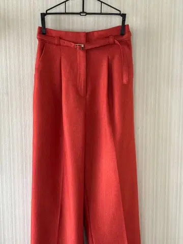 오렌지 벨트 와이드 팬츠
