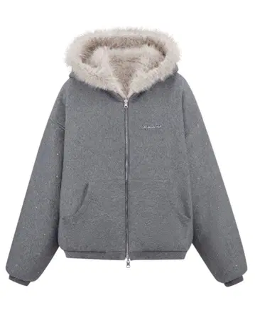 andwang Kirakira 2way fur zip up gray