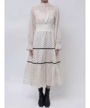 전후 2WAY 리본 본드 도트 티어드 원피스 MERCURYDUO