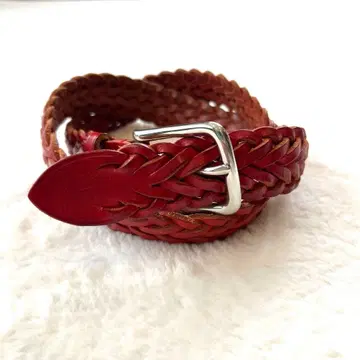 새상품급 백악관 코 벨트 뜨개질 메쉬 가죽 레드 30