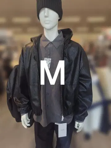 블랙 M 워크맨 인조 가죽 지퍼 후디