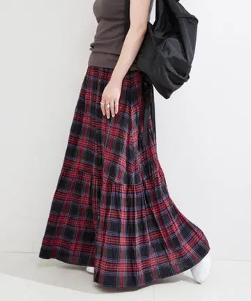 B.C STOCK 선염 체크 크링클 스커트