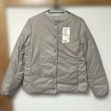 무인양품 경량 다운 포켓터블 노카라 자켓 라이트 베이지 M 사이즈