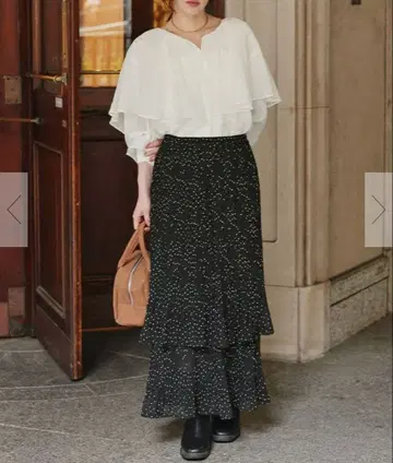 [ 새상품 ] titivate 릴리 플리츠 캉캉 스커트 도트 블랙