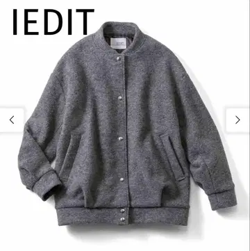 IEDIT 울 혼방 미들 기장 블루종 코트