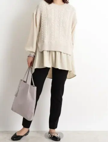 미사용품 grove 셔츠 레이어드 스타일 니트 풀오버