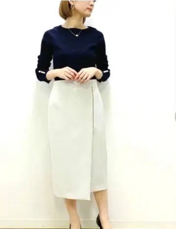 라운지 드레스 지퍼 랩스커트 화이트