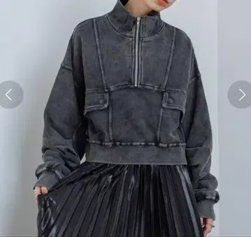 지나시스 블리치 하프 지퍼 숏 풀오버 하프 지퍼 그레이 블랙