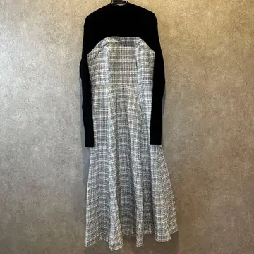 트위드 도킹 니트 원피스