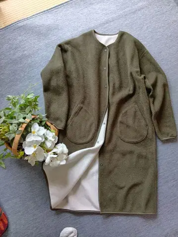 본딩 플리스 롱 코트 유나이티드 애로우즈 올리브