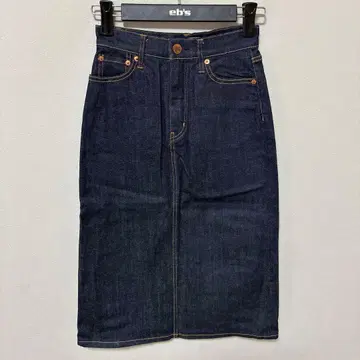 23구 미사용품 네이비 스티치 스트레치 타이트 데님 스커트