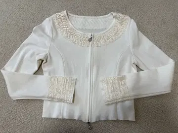 Rene 르네 프릴 더블 지퍼 가디건 화이트 사이즈 34