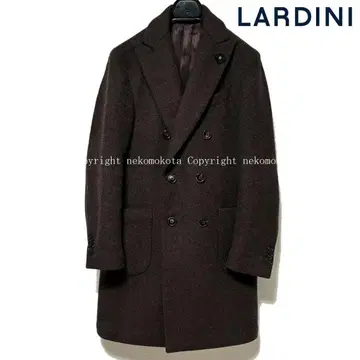 새상품급 라르디니 울 더블 체스터 코트 46 브라운 LARDINI