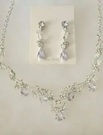 Moe Bridal 라벤더 목걸이 귀찌 세트