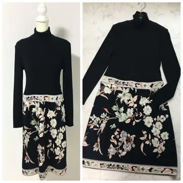 새상품급 LEONARD 레오나르 울 니트 하이넥 원피스 42