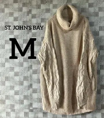 ST. JOHN'S BAY [ M ] 베이지 터틀넥 니트 스웨터