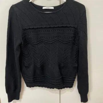 ANAYI 블랙 긴팔 스웨터 니트 패턴