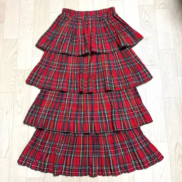 meridian 타탄 체크 패턴 프릴 캉캉 스커트