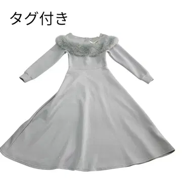 택 포함 원피스 퍼 포함 케이프풍 롱 플레어 원피스