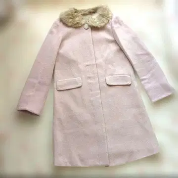 새상품 OPAQUE Couture brooch 퍼 카라 부착 롱 코트