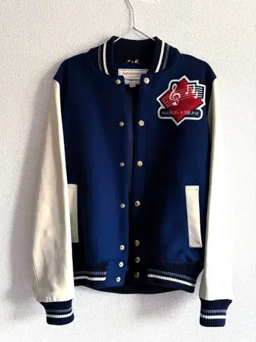 키츠네 바시티 자켓 네이비/아이보리