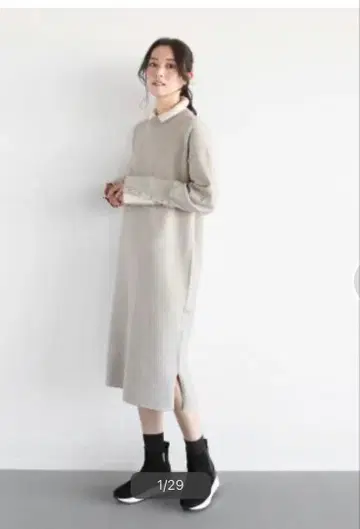 YORT 더블 컬러 롱 니트 원피스