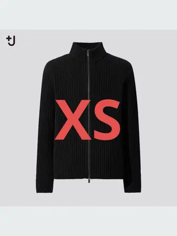 +J 미들 게이지 풀 집업 스웨터 (긴팔) BLACK XS 사이즈