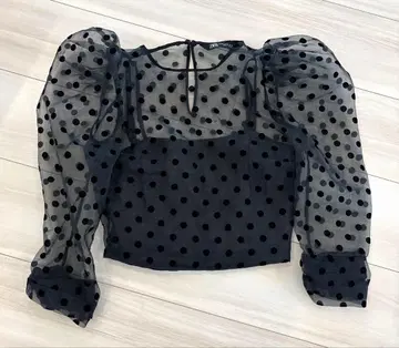 대특가 새상품급 ZARA 도트 시스루 상의 블랙