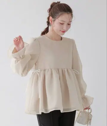 쉬폰 벌룬 슬리브 블라우스