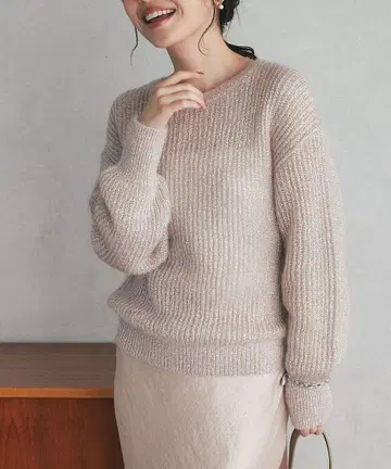 러브틱 봉봉 키드 모헤어 라메 크루 니트